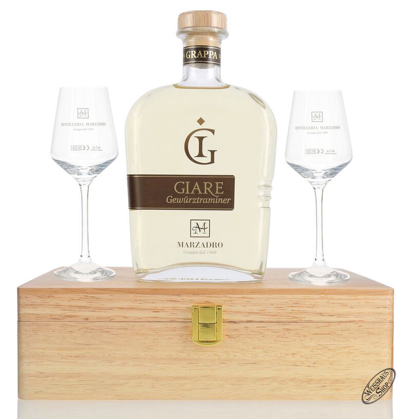 Marzadro Grappa Le Giare Gewürztraminer Geschenk-Set 41% vol. 0,70l Marzadro Grappa Le Giare Gewürztraminer Geschenk-Set 41% vol. 0,70l