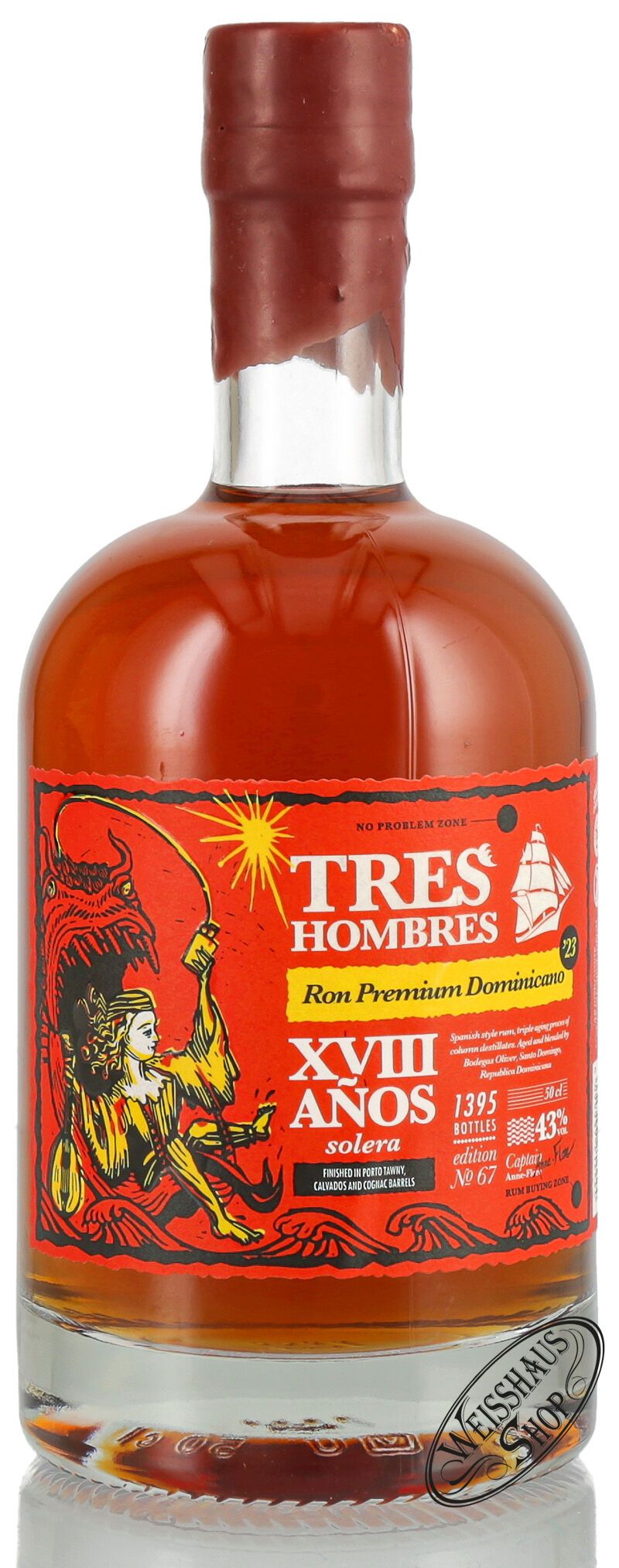 Tres Hombres Republica Dominicana 18 YO Rum 43% vol. 0,50l B-Ware