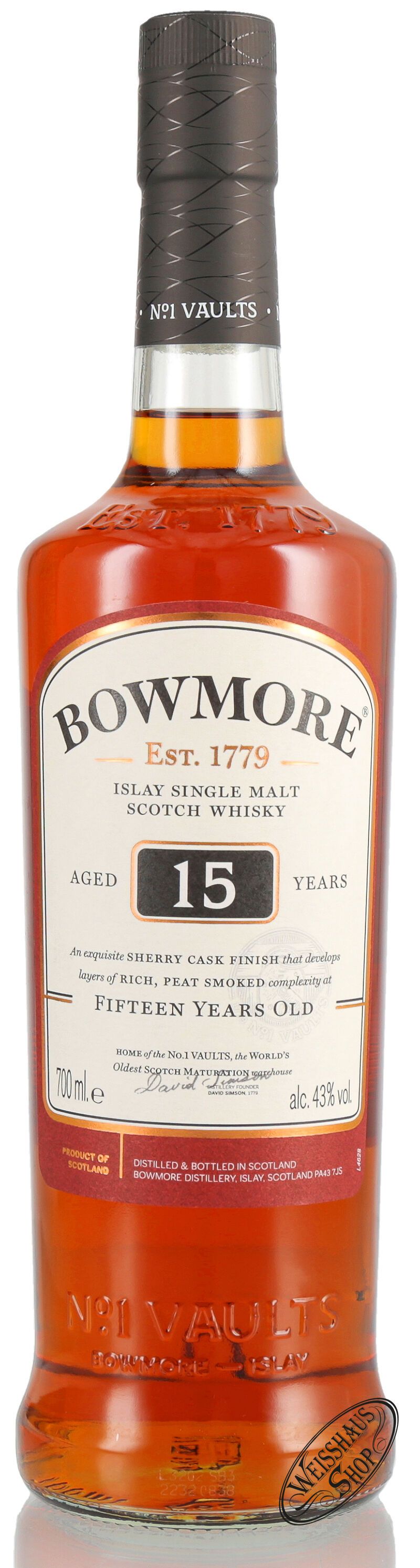 15 yo  Bowmore 15 YO Islay Whisky 43% vol. 0,70l | Weisshaus Shop