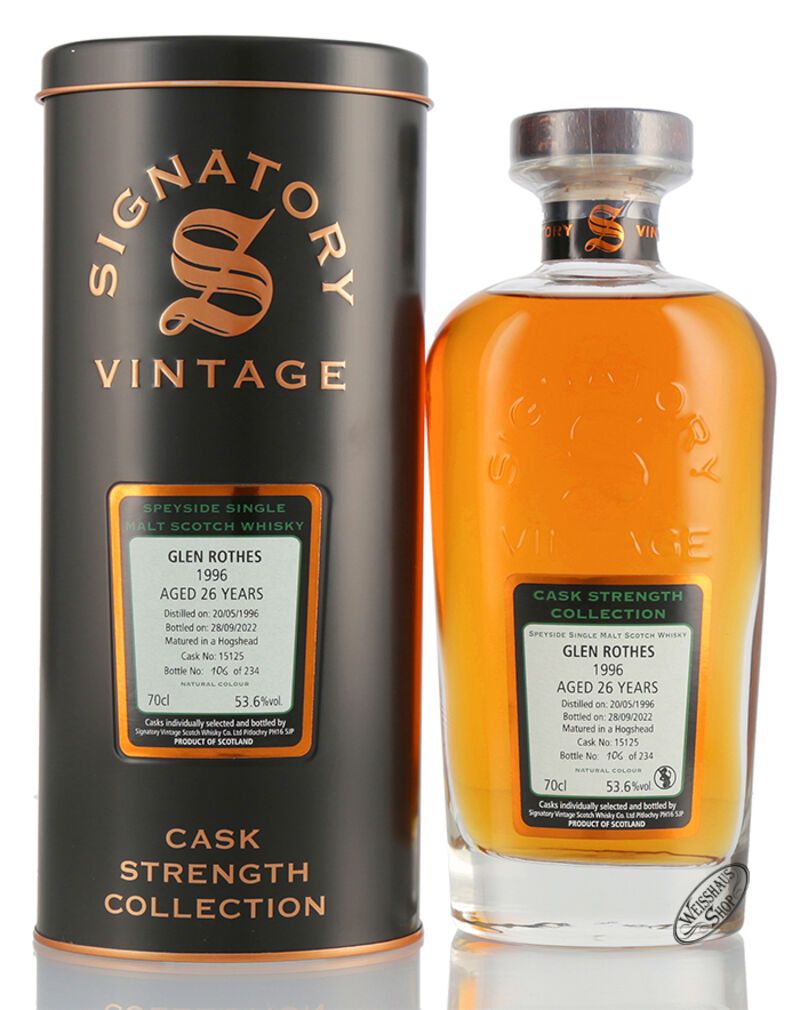 The Glenrothes Vintage 1996 Signatory Whisky 53,6% vol. 0,70l The Glenrothes Vintage 1996 Signatory Whisky 53,6% vol. 0,70l