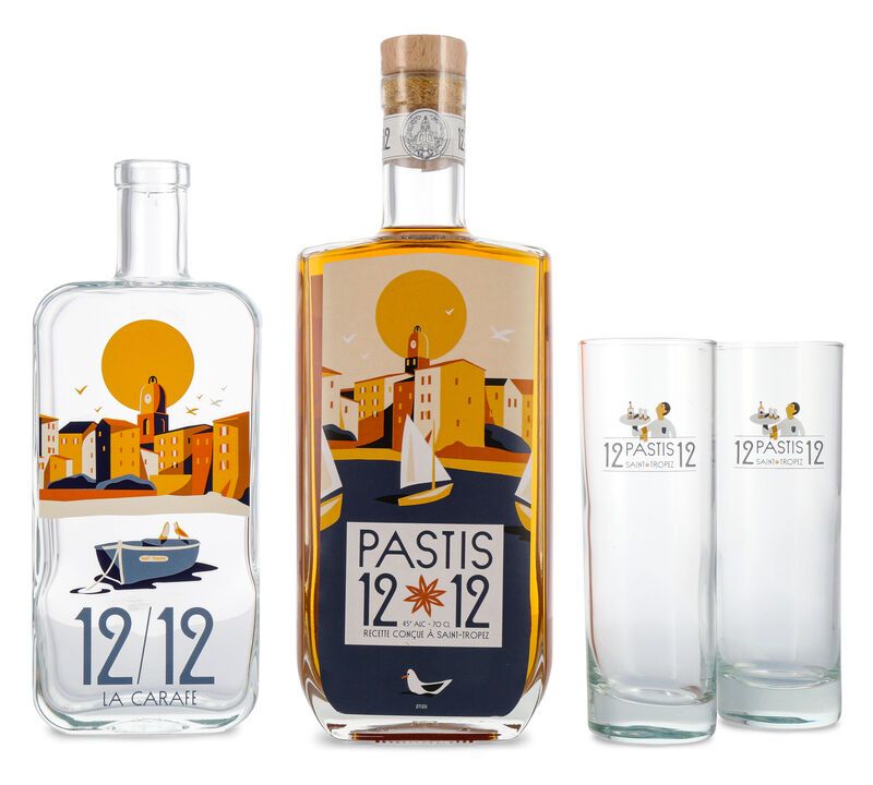 Pastis de Saint Tropez 12/12 "La Caraffe" Geschenk-Set 45% vol. 0,70l